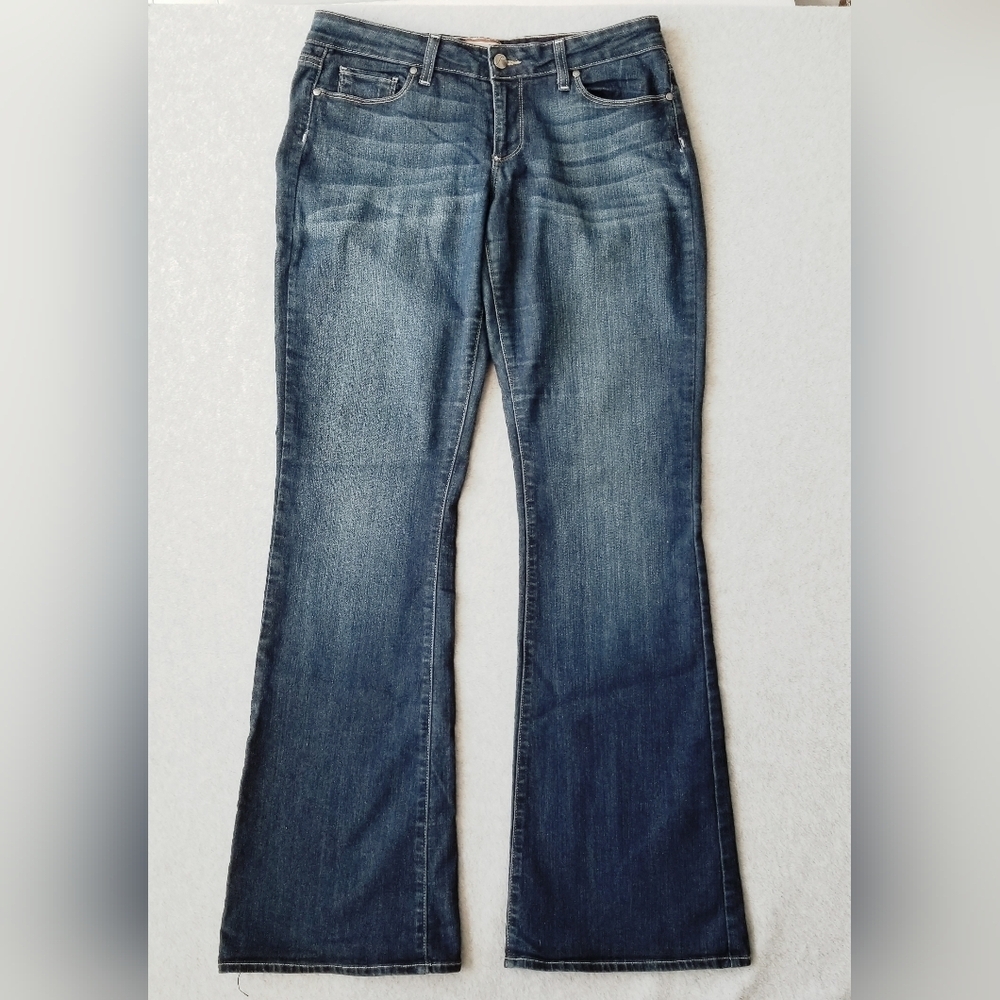 Paige Canyon Women Size 30 Bootcut Flare Y2K Jeans Western Denim Whisker Staple